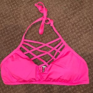 pink criss cross swimsuit top